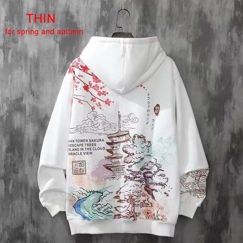 Anime Hoodies Sweatshirts Chinese Style Men Black Hoodies Sweatshirts Harajuku Oversized Pullovers Sweatshirts for Women CS455