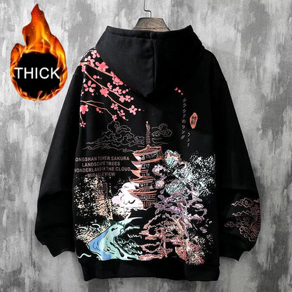 Anime Hoodies Sweatshirts Chinese Style Men Black Hoodies Sweatshirts Harajuku Oversized Pullovers Sweatshirts for Women CS455